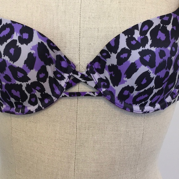 Victoria’s Secret Purple & Black Leopard Print Demi Bra Size 34B - Picture 2 of 11
